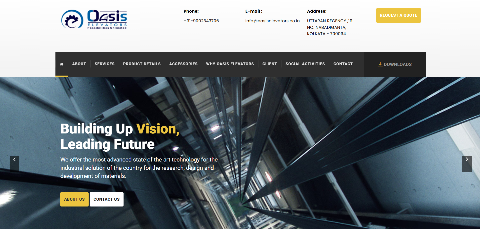 Oasis Elevators — Corporate Web built by GOBT